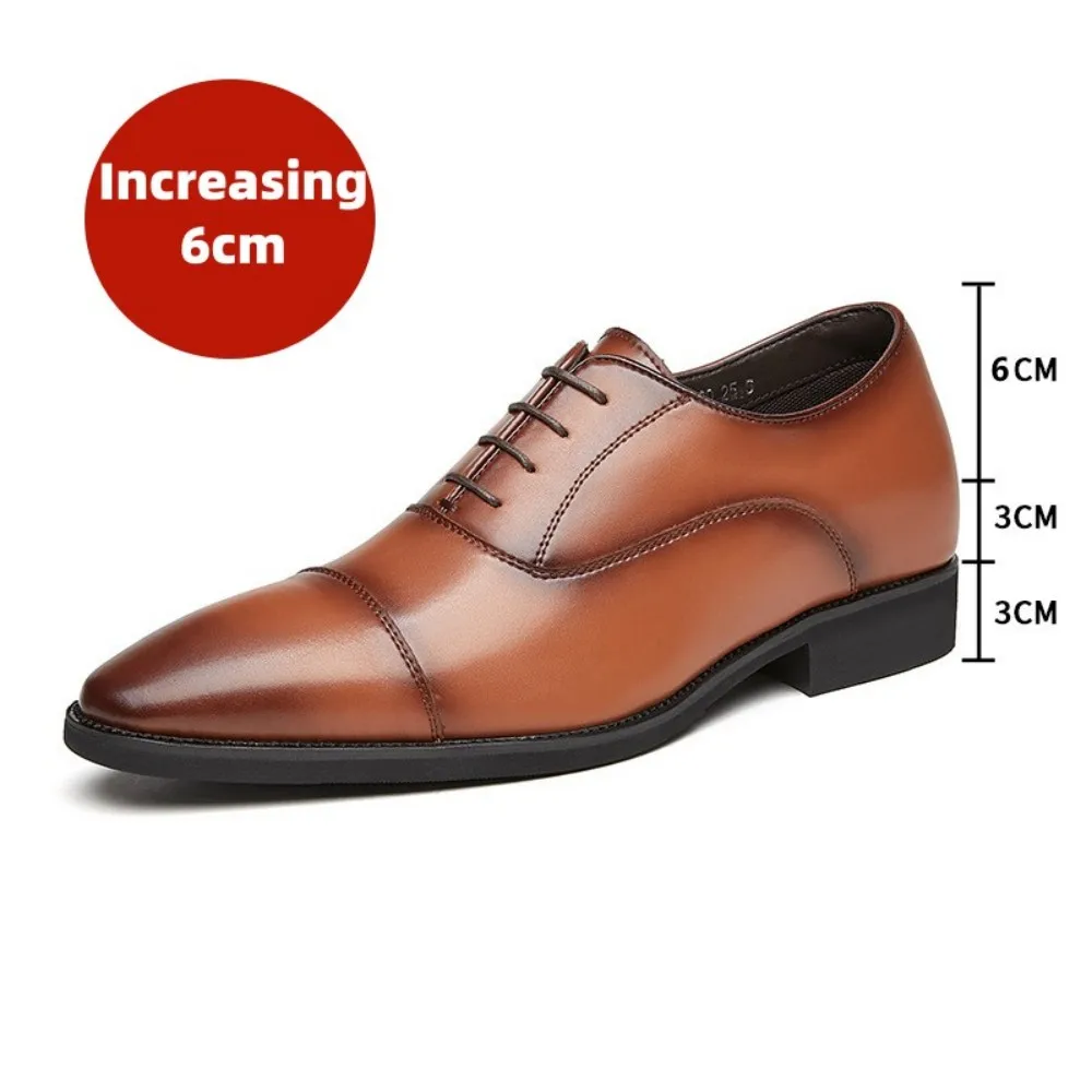 PDEP Leather Shoes for Men Japanese Ttriple Joint 2023 Business 6cm Hiehgt Increasing Oxford Zapatos De Vestir Hombre Elegant