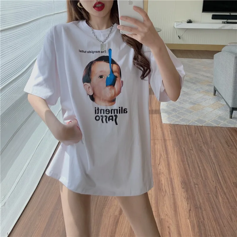 Estate nuovo personaggio dei cartoni animati Kawaii stampato t-shirt Unisex moda Casual sciolto coppia oversize maniche corte top Tees