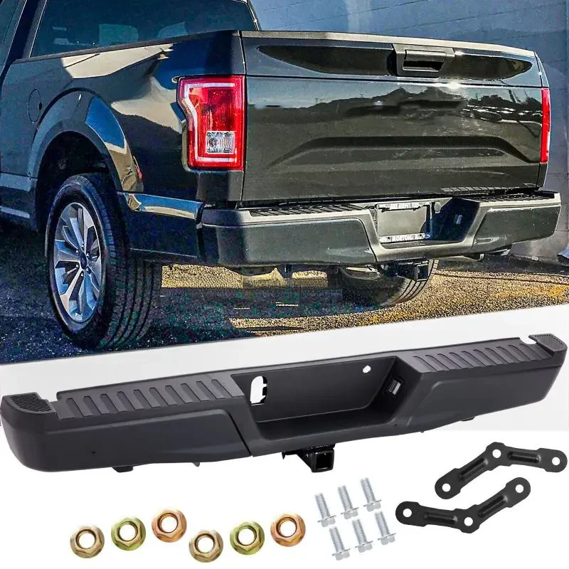 

15-20 Models Black Rear Bumper Replacement With Tow Hitch, No Sensor Holes