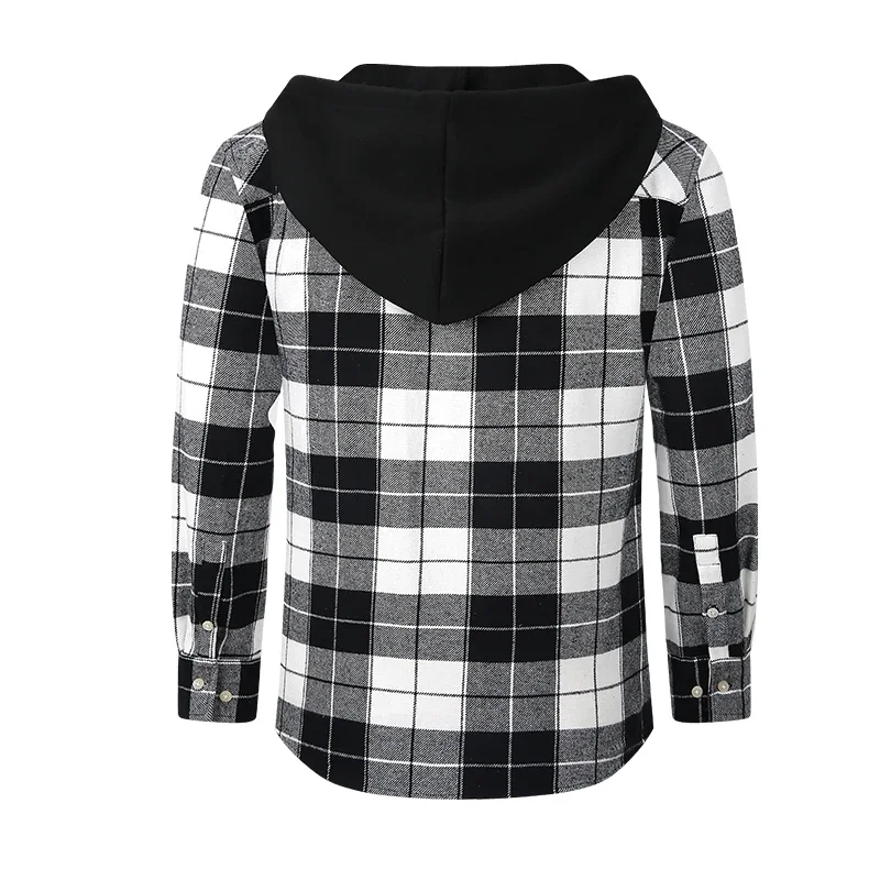 USA size fashion plaid Hooded clothing long-sleeve shirts for men soft casual soft designer streetwear tops trend plaid shirt