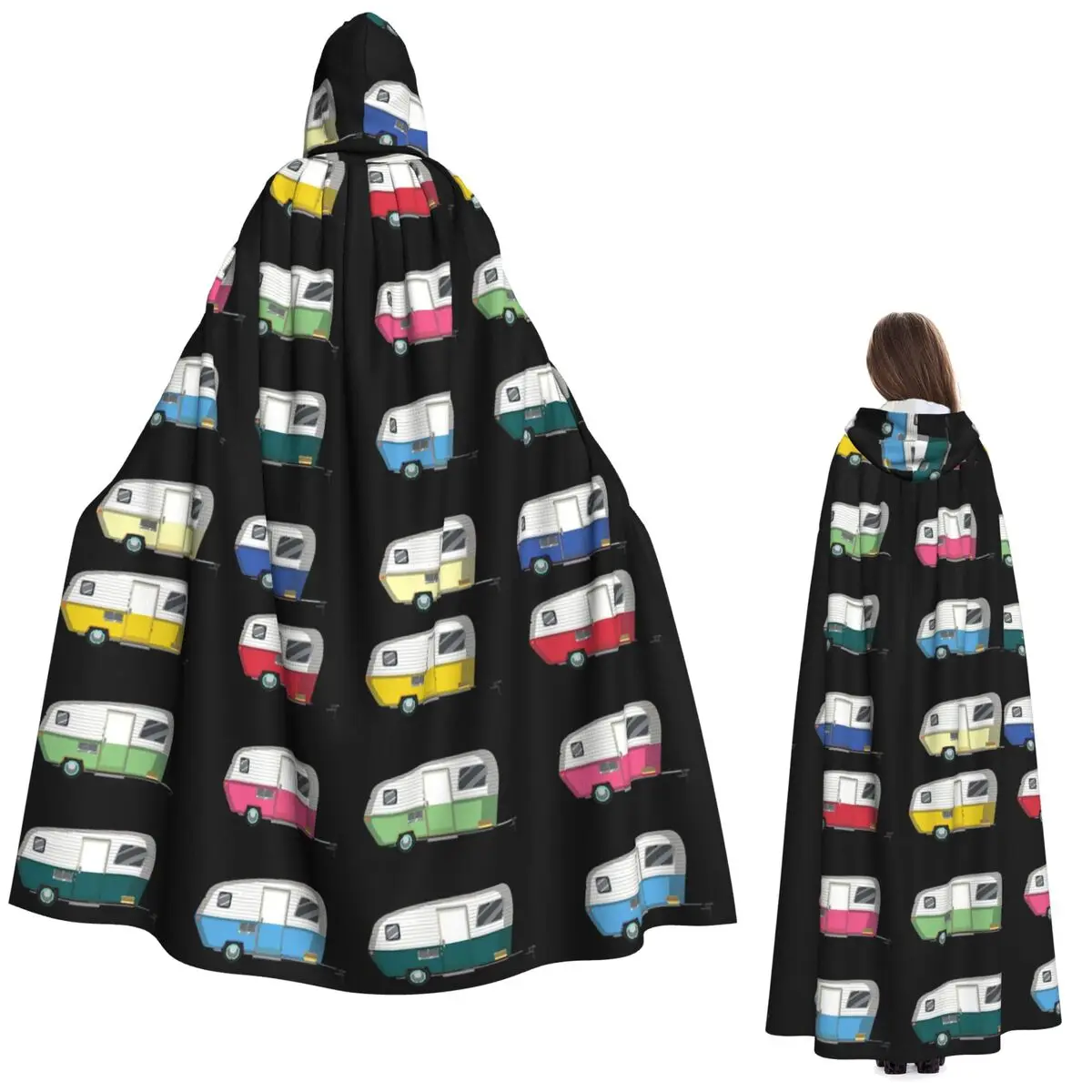 

Красочный винтажный шайба Гриба Караван Дейзи длинный плащ с капюшоном ведьма средневековый костюм косплей накидка Хэллоуин пальто для взрослых унисекс