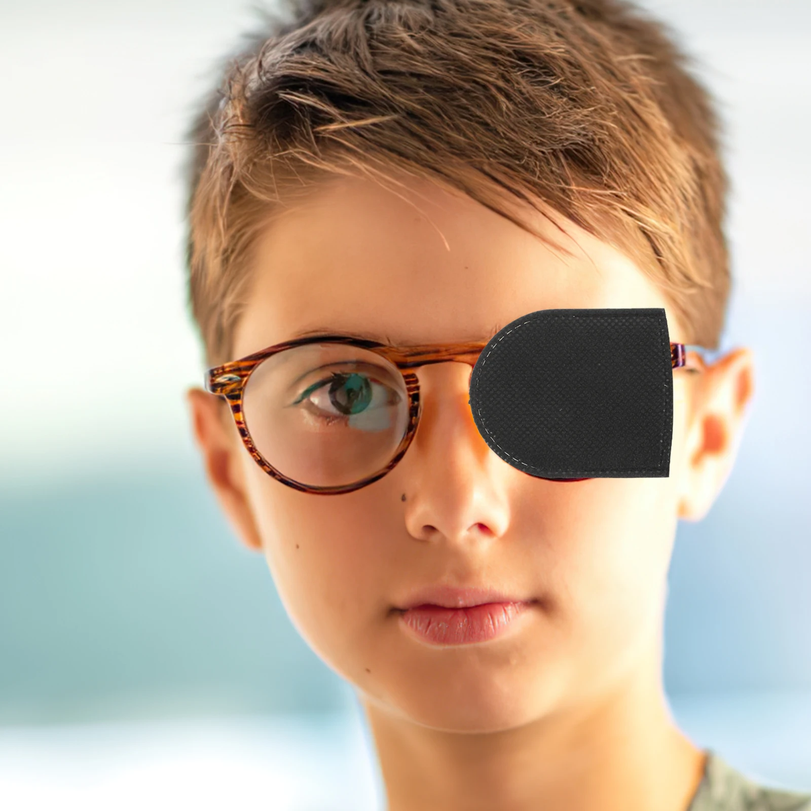 

6 Pcs Black Patches for Kids Amblyopia Large Size Comfortable Non Woven Full Cover Protective Eye Masks