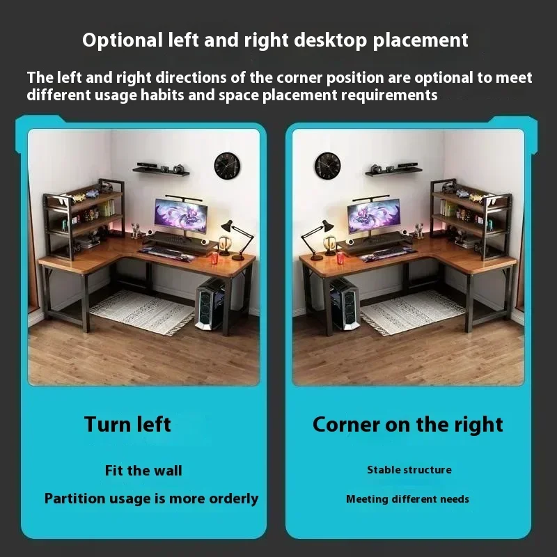 47 in Computer Desk with Drawer, Storage Cabinet Shelve, L Shape Home Office Reversible Study Table, Wood Executive Writing Desk