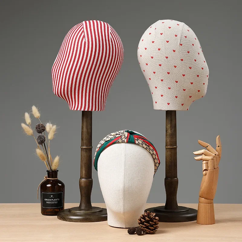 High-end colored fabric head, hat holder, display props, clothing store windows, earrings, jewelry, hat display racks