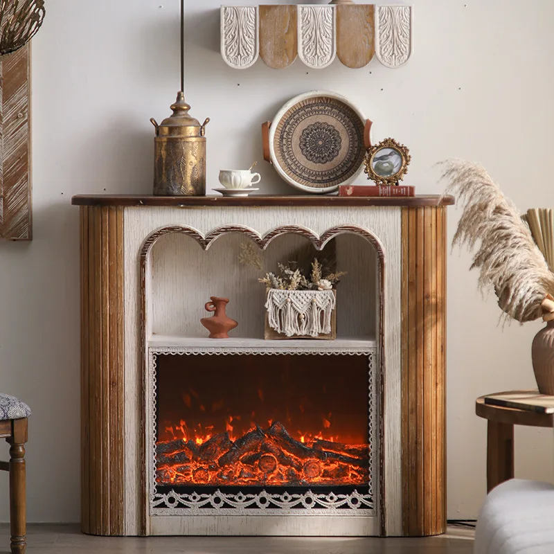 American rural simulated flame heater, pastoral retro electronic , ultra-thin decorative cabinet for home mantel
