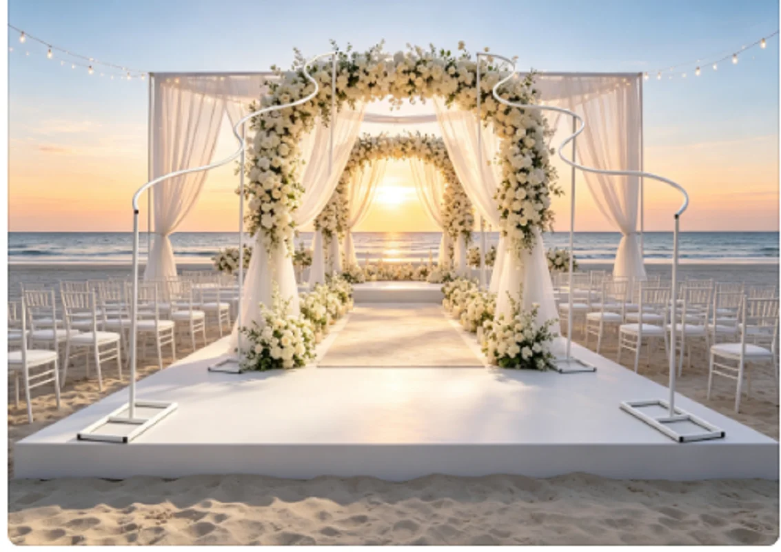 Wedding Backdrop Curtain - 2pcs S-Shape Metal Wedding Arch Stand