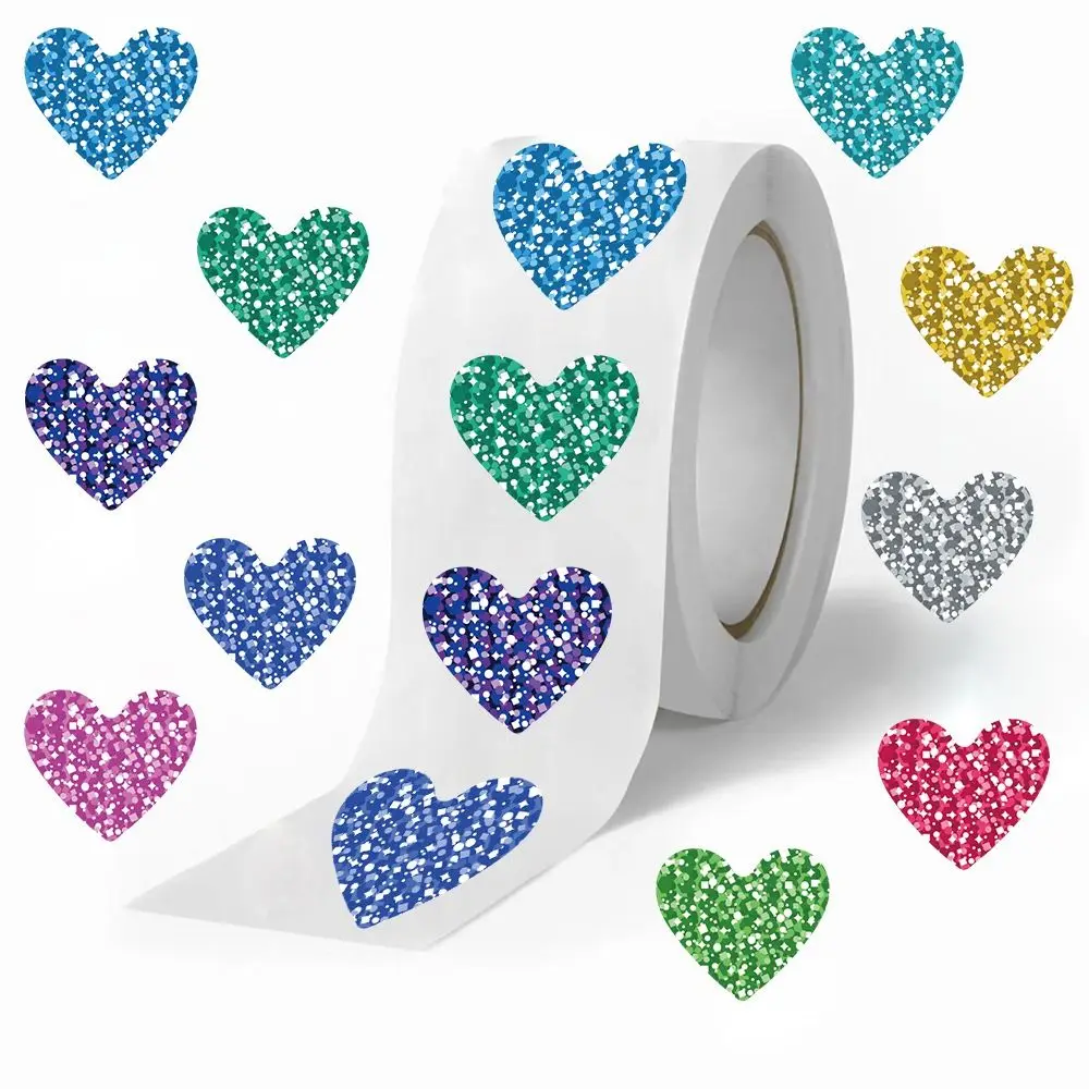 

500pcs Gift Tags Love Heart Stickers Exquisite Self-adhesive Sealing Label Blank Handmade Reward Sticker Wedding Decoration