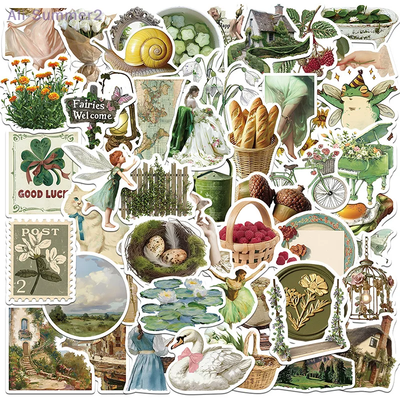 

8.50-Count Vintage Rural Life PVC Sticky Stickers, Ideal for DIY Decorations & Children's Stationery, Scrapbooking Supplies