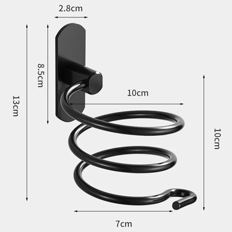 ABWR-حامل مجفف الشعر المثبت على الحائط، أدوات العناية بالشعر الحلزوني، منظم رف معلق لمنظم تخزين مجفف الشعر