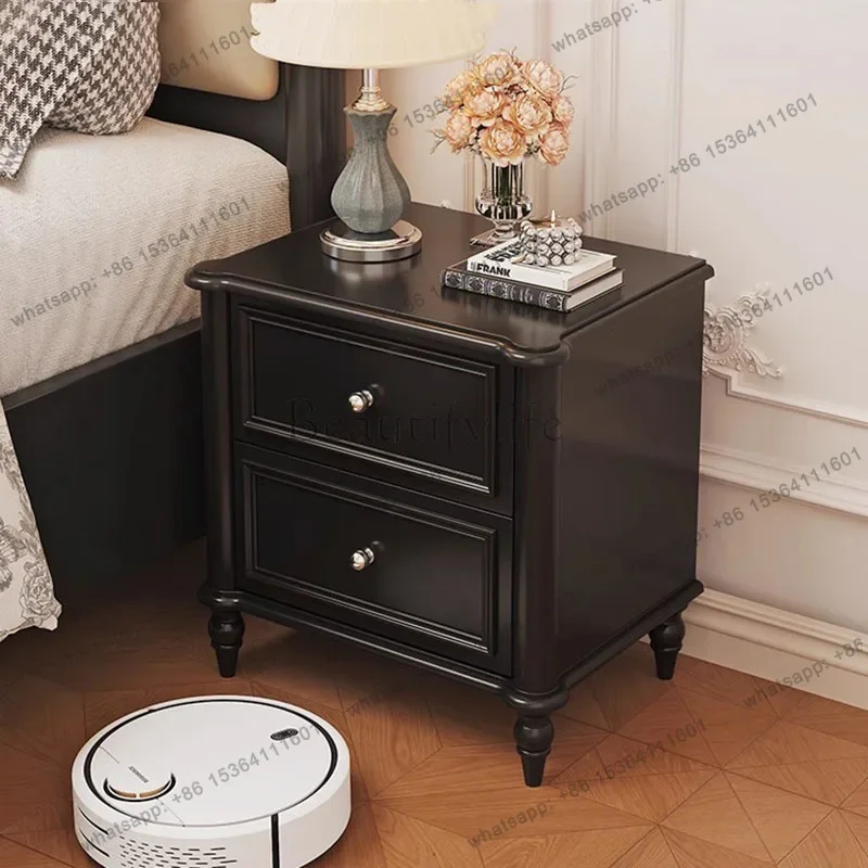 yj21 Low Bedroom Bedside Table Mobile Coffee Cabinets Storage Luxury Drawers Wood Nightstand Organizer Mesa De Noche Home Furnit