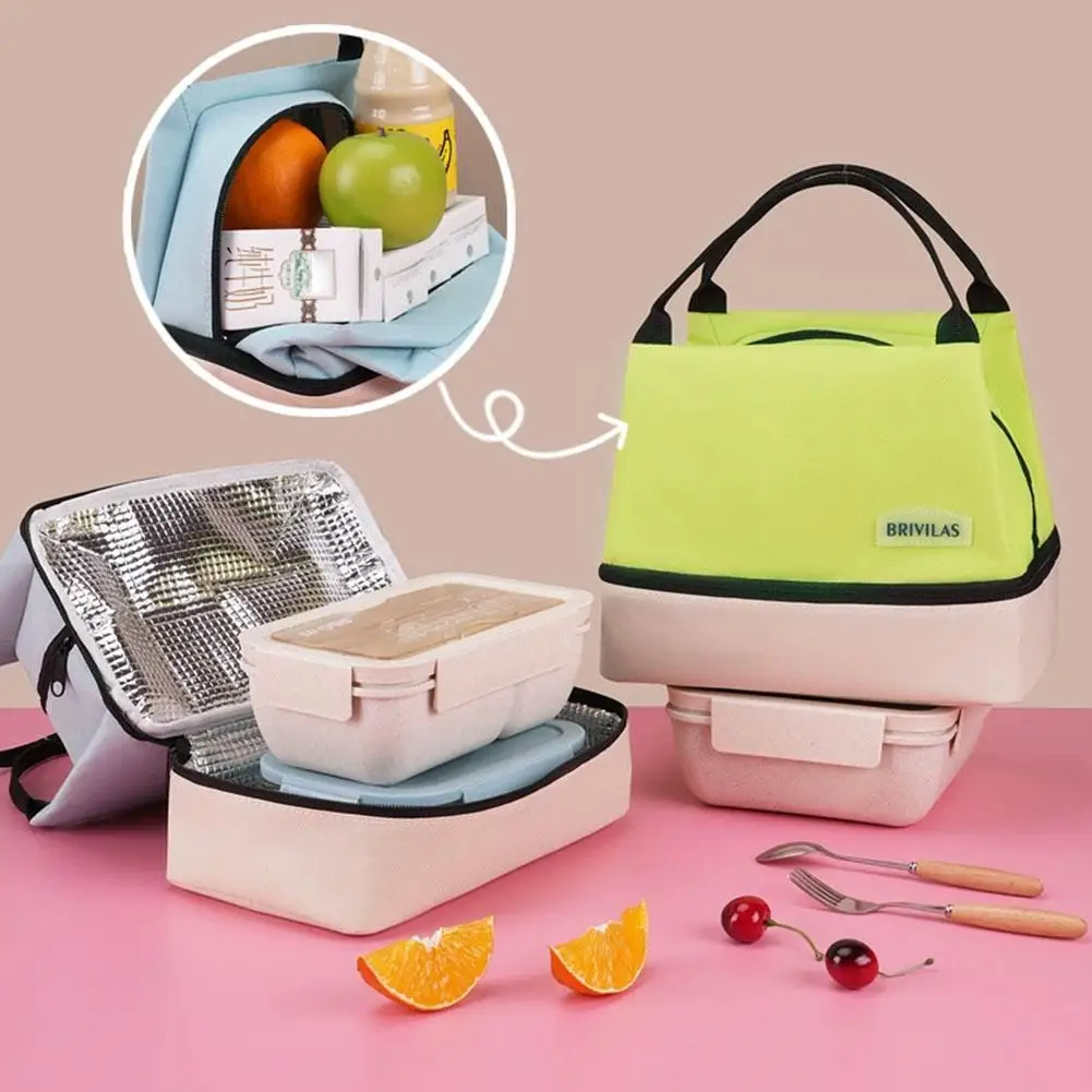 Tragbare Handheld Mittagessen Tasche Neue Dopamin Halten Frische Doppel-Schicht Isolierte Tasche Für Outdoor Picknick Arbeit Student Thermische Lunch box