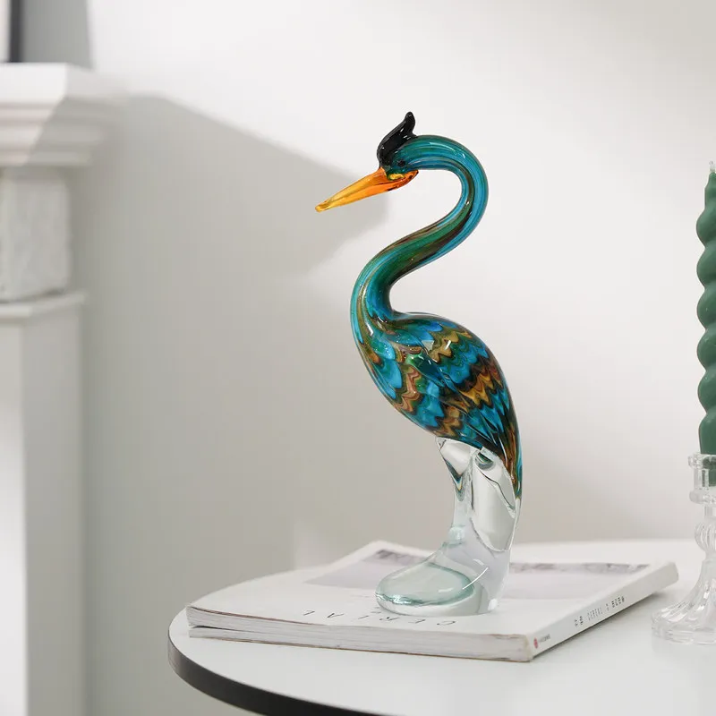 Stained glass heron crane art ornament modern light luxury living room model room entrance bogu frame decoration gift