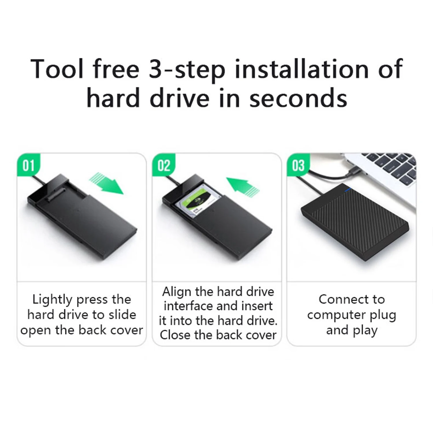 UTHAI 2.5-Inch External Hard Drive Enclosure USB 3.0/5Gbps Type-C SATA Interface Portable Serial Port Compatible with Computer