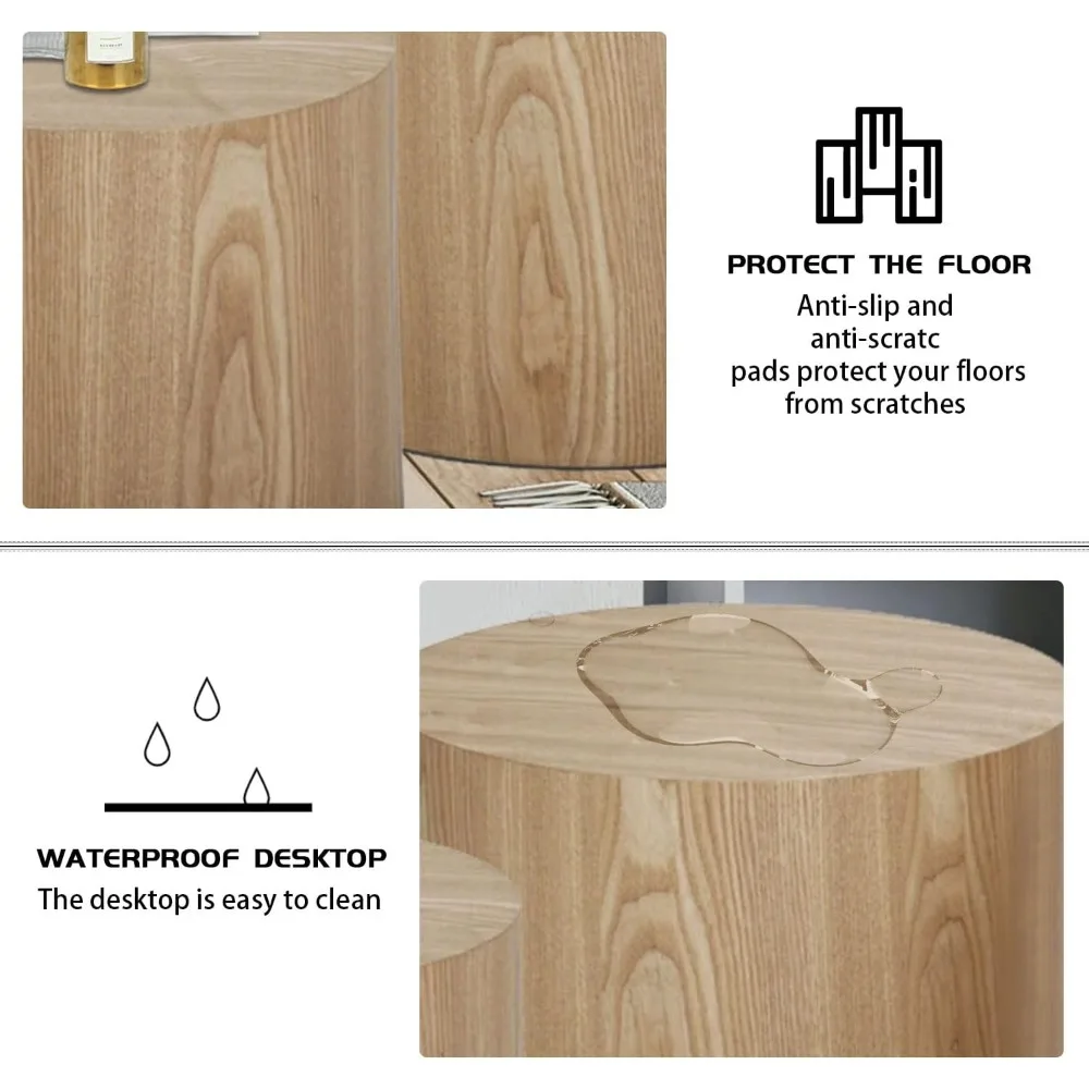 طقم طاولة قهوة متداخلة من خشب البلوط الحديث للمساحات الصغيرة - قطعتان #4