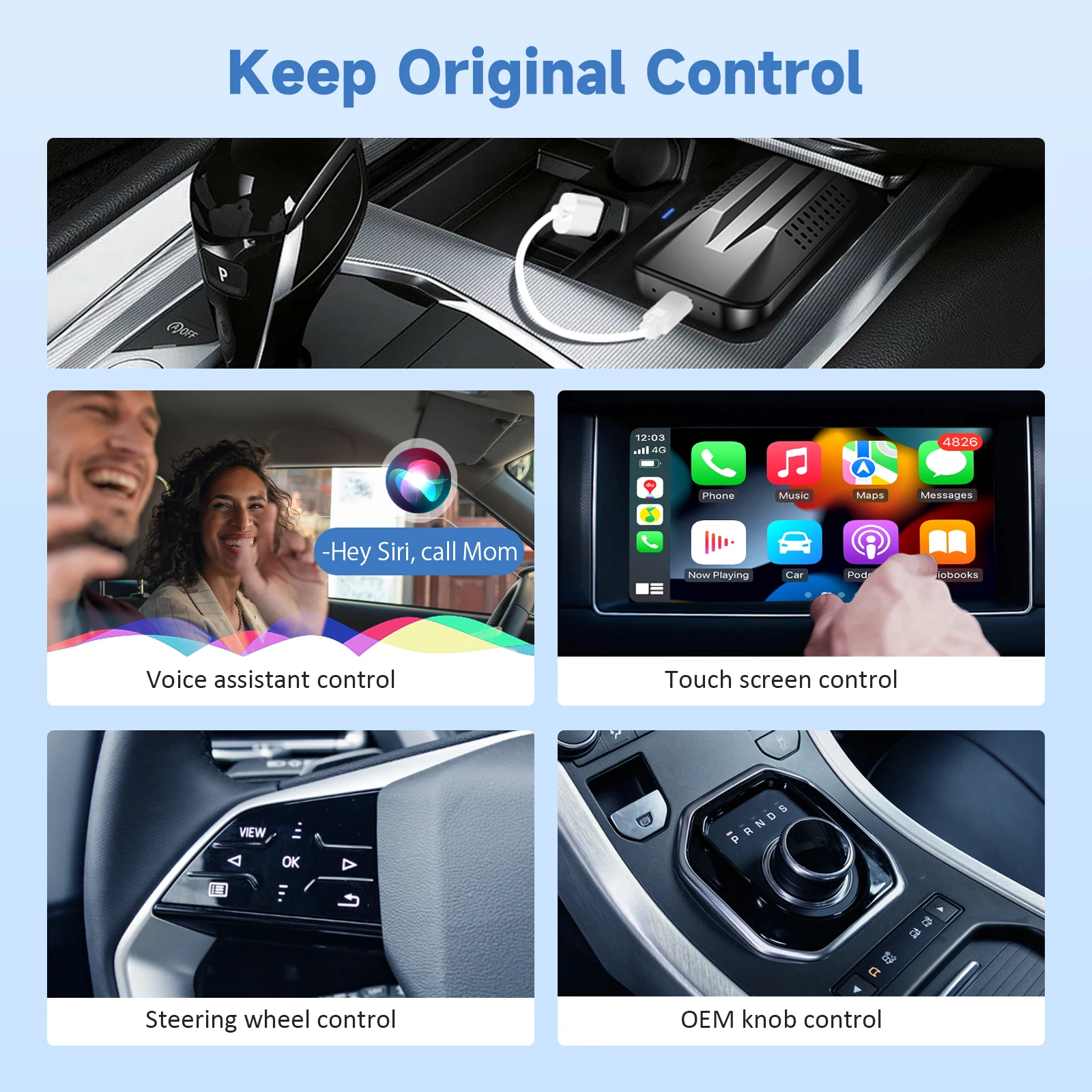 C9SE CarPlay Ai Box Wired To Wireless Connection 5 in1 Adapter Carplay&Android Auto&Mirror Projection With Netflix Youtub Tiktok