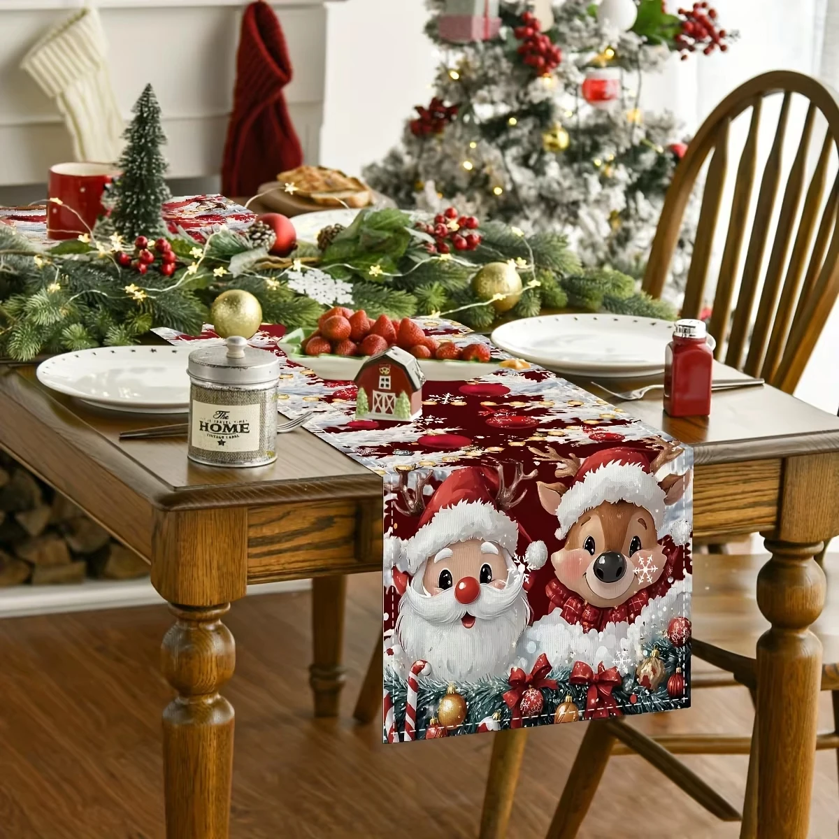 VIKAMA Christmas Table Runner Heat-Resistant Tablecloth Holiday Dinner Party Decor Essential Home Holiday Decor table