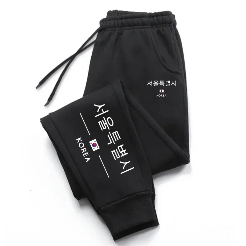 

New Arrival Korean Seoul Printed Sweatpants Classic Male Four Season Comfortable Soft Jogger Pants Home Outdoor Casual Trousers