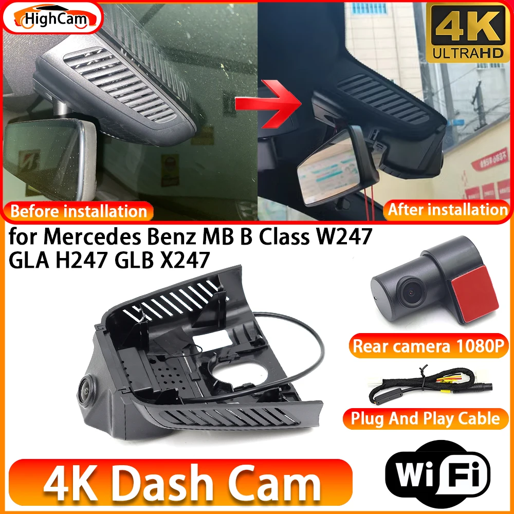 for Mercedes Benz MB B Class W247 GLA H247 GLB X247 OEM 4K DVR Dash Cam Front Rear Camera WiFi Video Recorder Plug and Play