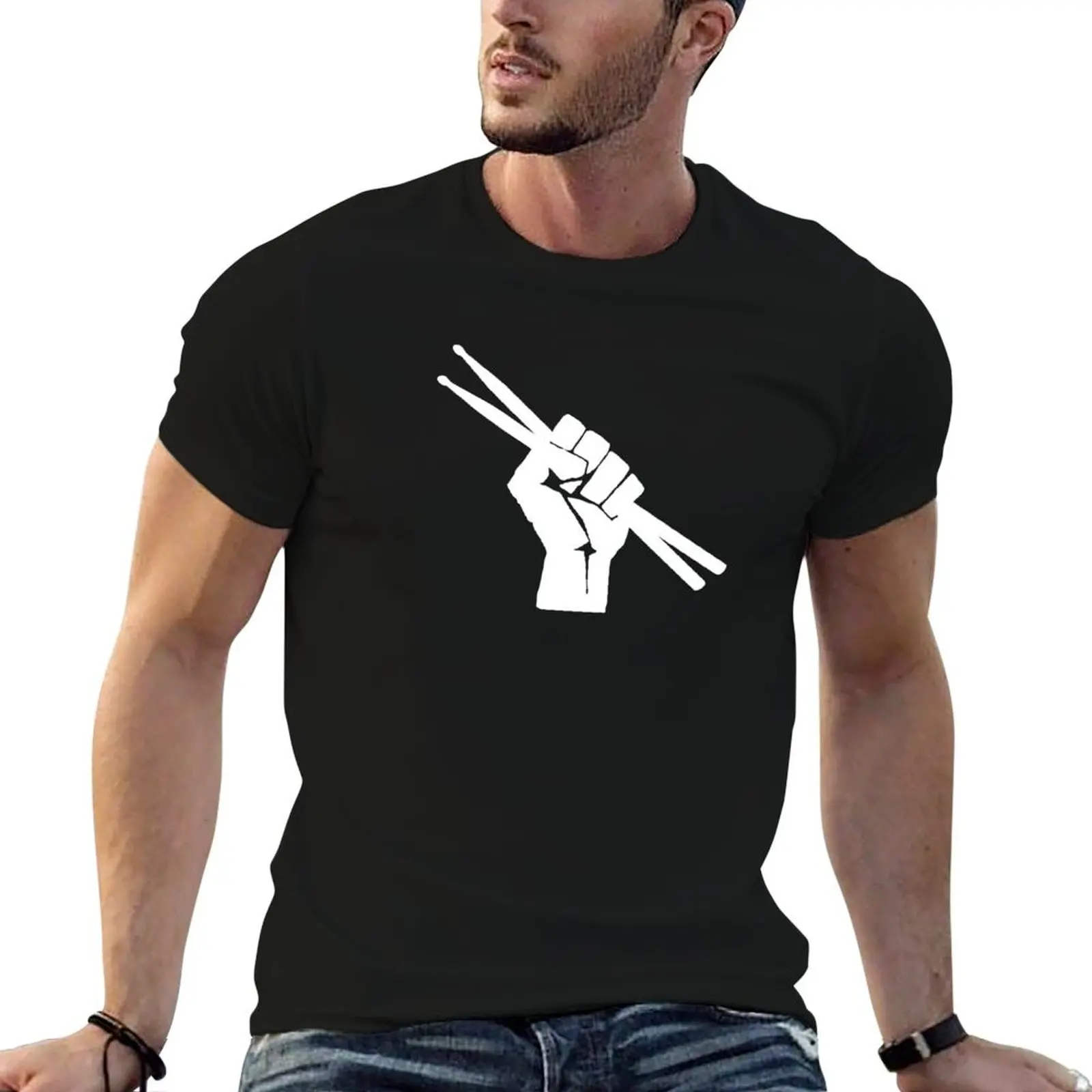 Drummer Fist With Drumsticks T-Shirt man t shirt heavy cotton man t shirt graphic cotton t shirts high quality T-Shirt
