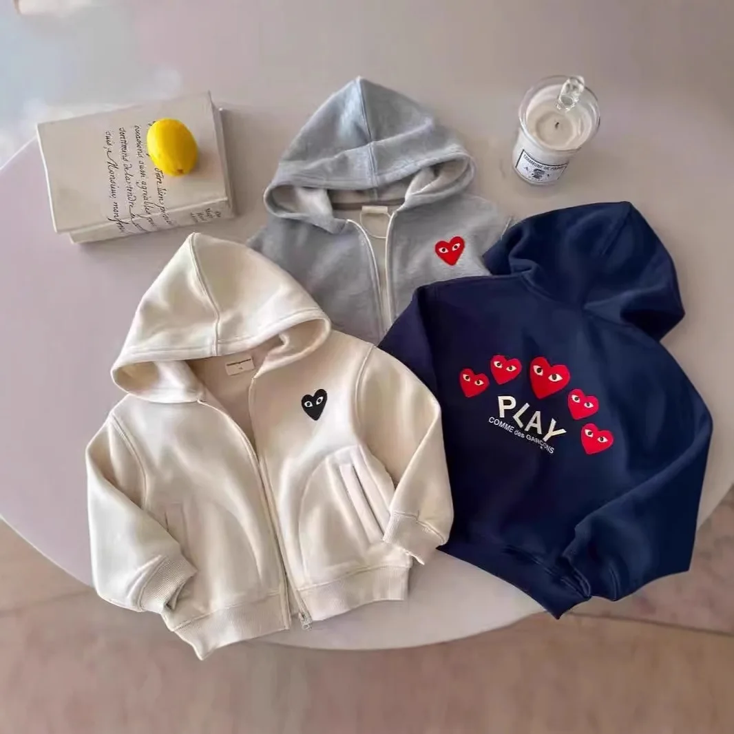 

Корейская версия Ins, детская мужская и женская детская куртка с капюшоном, кардиган на молнии, новая осенне-зимняя куртка Love