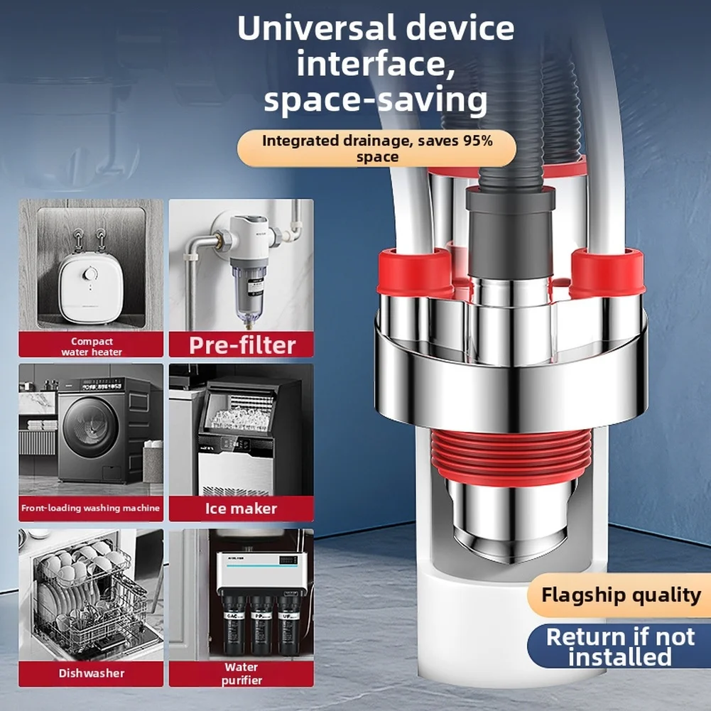 ABS Drain Manifold with Triple Outlets for Dishwasher Water Purifier Connection 50mm 75mm PVC Pipe Fit Kitchen Bathroom Use