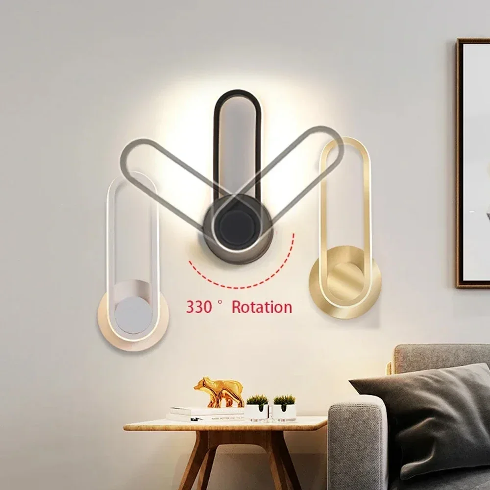 

Modern LED Rotatable 330° Wall Light for Bedroom Bedside Aisle Stair Wall Lamp Living Room Balcony Indoor Wall Sconce Fixtures