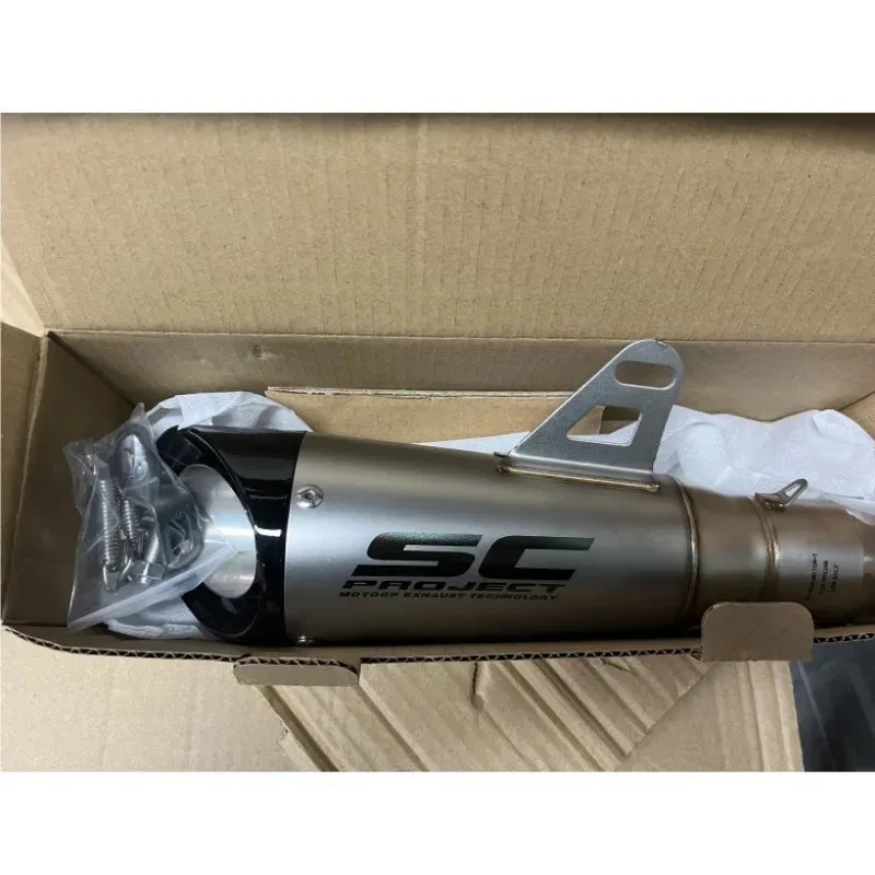 Double Layer SC Exhaust Silencer, Loud Racing Sound Modified Muffler Compatible Ninja Z250 Z300 ZX10 MT07 MT09 R25 R3 R6