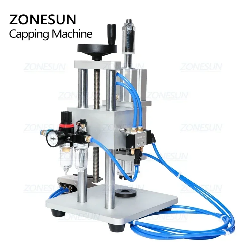 ZONESUN Pneumatic Semi-automatic Oral Medicine Penicillin Glass Bottle Vial Capping Machine