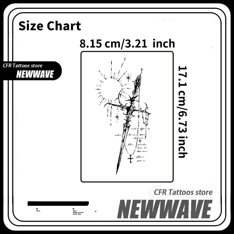 الوشم المؤقت الرجعية الأمريكية السيف الطويل عصير الأعشاب الوشم ملصق الوشم وهمية للنساء الرجال ملصقات مقاومة للماء Tatuaje الفن