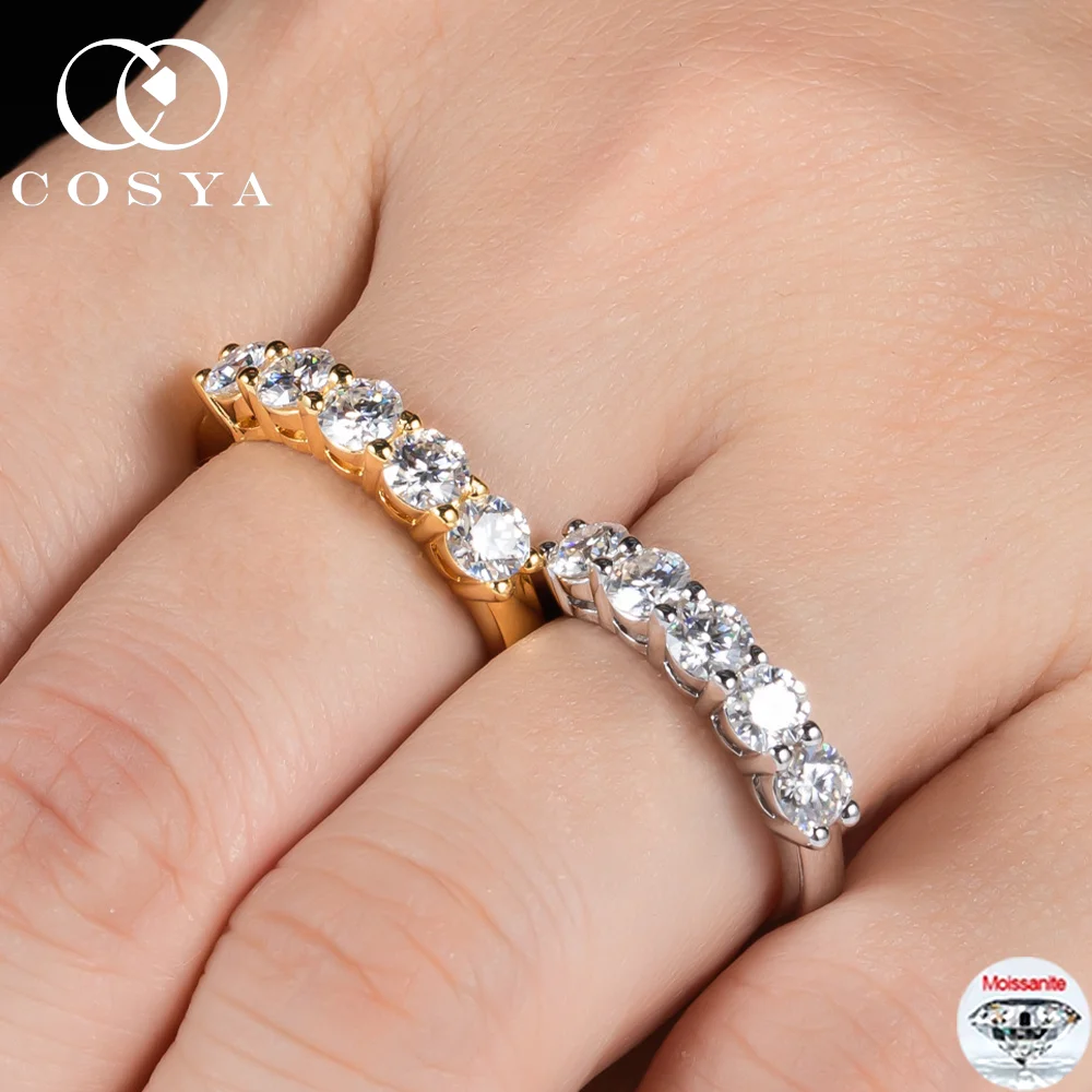 

COSYA 4 мм Полностью круглое кольцо с муассанитом для женщин и мужчин 100% серебро S925 18-каратное золото D VVS1 Lab Diamond Wedding Row Band Изысканные ювелирные изделия