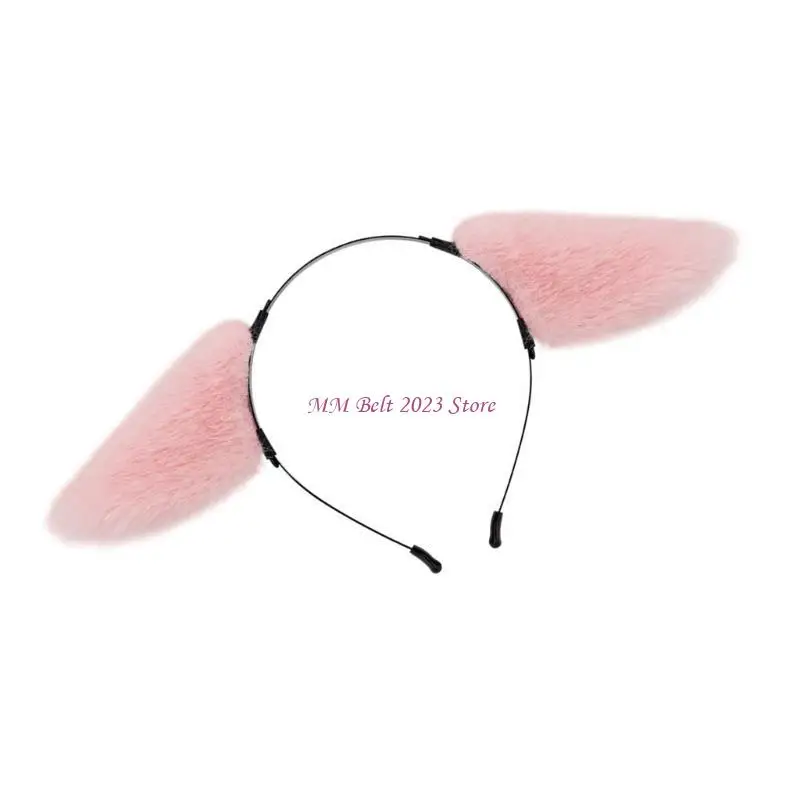 49me 플러시 동물 귀 헤드 기어 편안한 역할 연주 헤어 밴드 안티 스티드 헤어 후프