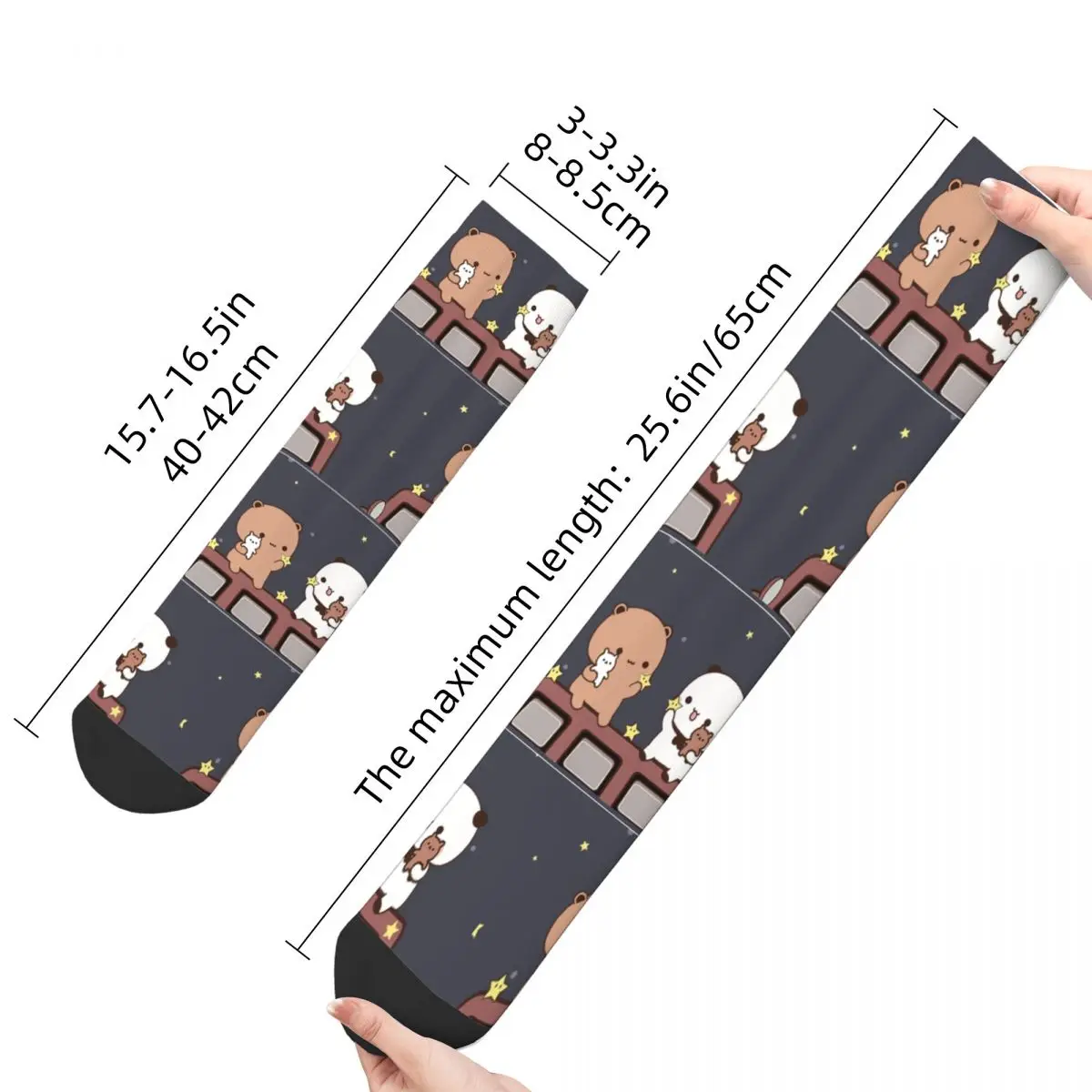 Funny Crazy Sock for Men Watching The Moon Together Hip Hop Harajuku Bubu Dudu Cartoon Pattern Print Boys Crew Sock Novelty Gift