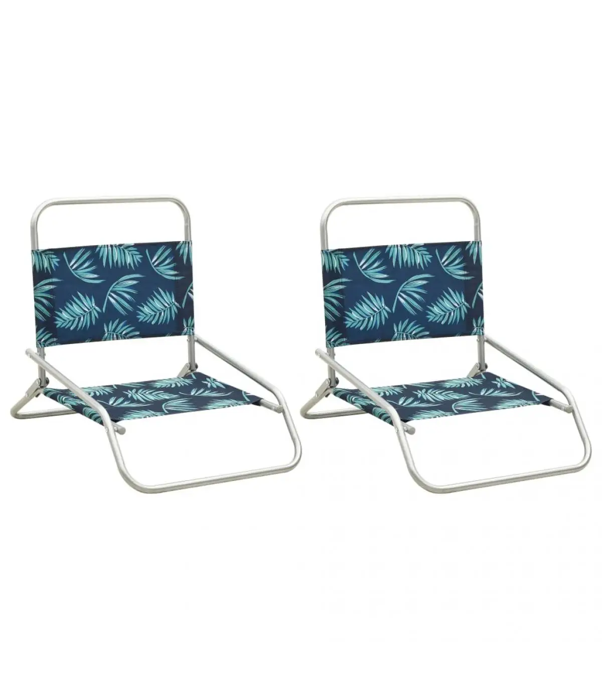 2 Pcts Leaves Printed Fabric Folding Beach Chairs Garden Chairs