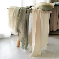 1Pc 190 x90cm sciarpa di lino di cotone sottile moda donna estate donna Outdoor colore abbinato viaggio semplice scialle sciarpa di protezione solare