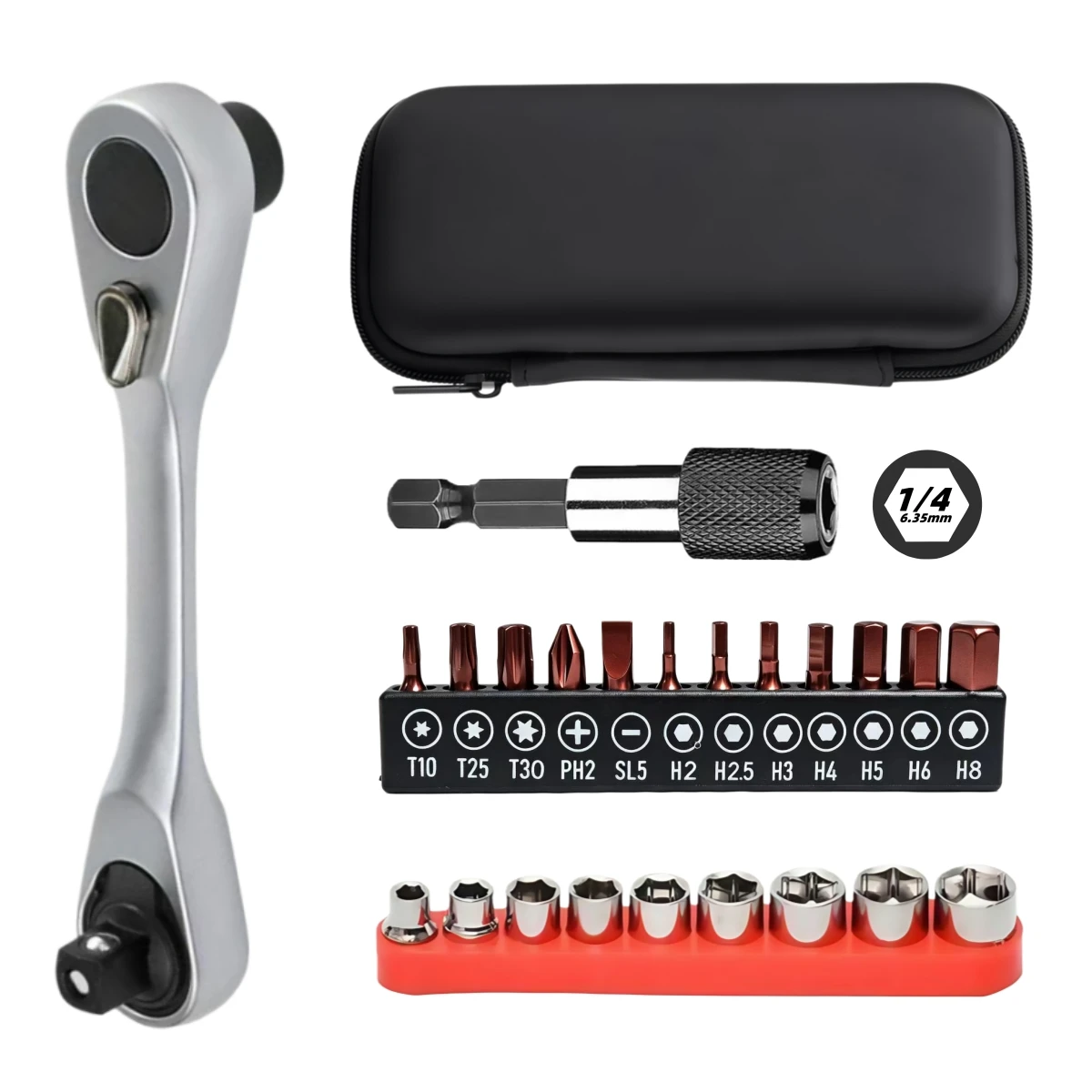 23IN1 Allen Key Spanner Double-headed Ratchet Wrench Set Match 1/4 Inch Screwdriver and Socket Set for Bicycle Hand Repair Tools
