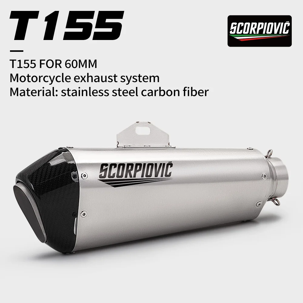 

Universal 60mm Motorcycle Exhaust Pipe Muffler Carbon Fiber GP-project Exhaust Pipe For Z1000 CBR650 R3 MT07 ZX4R ZX25R R7 t155