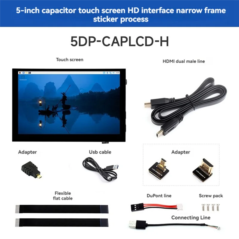 -A96P 5Inch Capacitive Touch Screen IPS 1024X600 HD -Compatible For Raspberry Pi/Jetson Series Motherboard/PC Screen