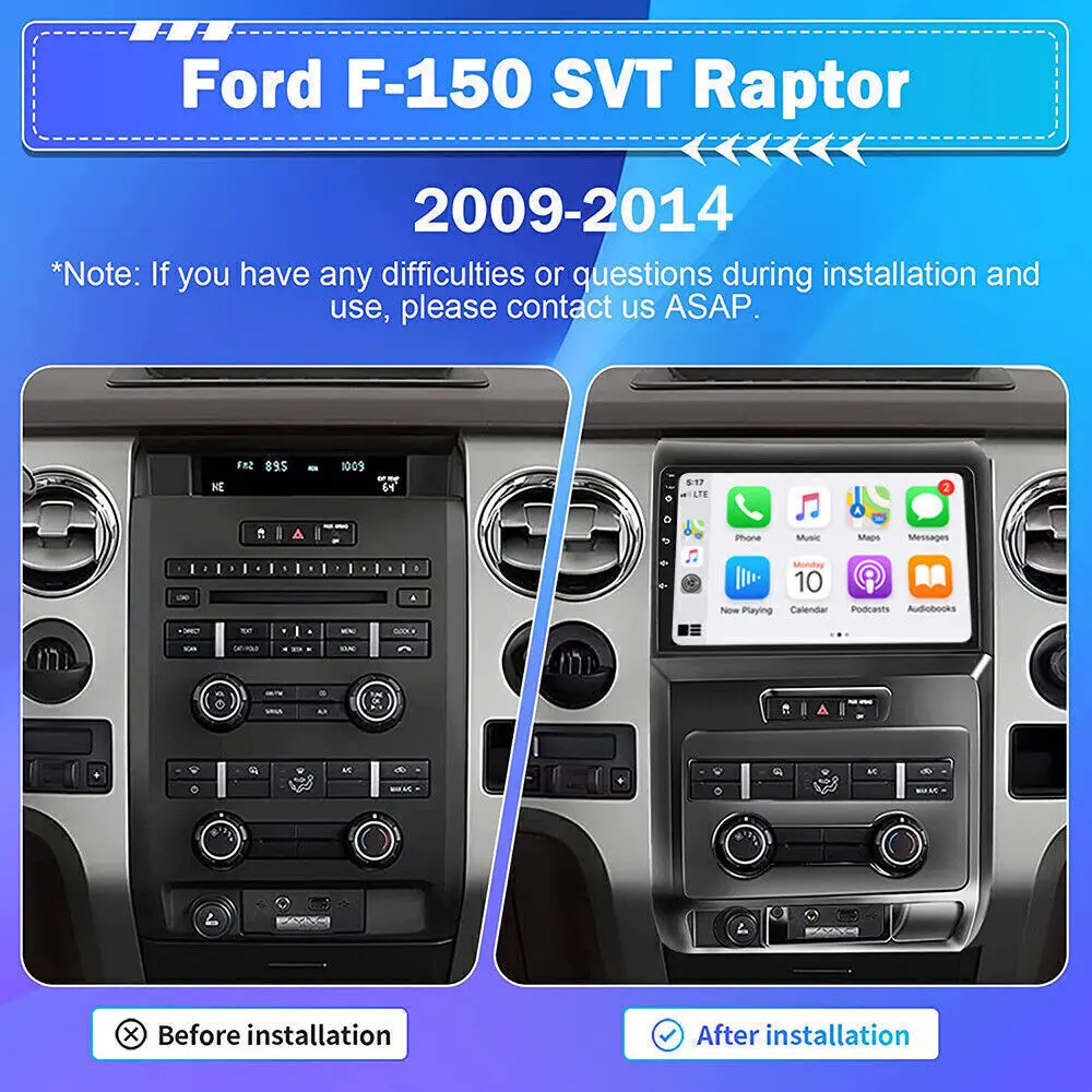 9'' Android Radio For Ford F150 2009 - 2014 Car Multimedia DVD Player GPS Navigation Stereo 2 Din Carplay Android auto Stereo