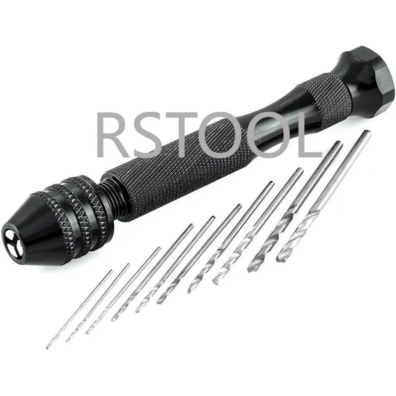 Precision Pin Vise Hand Drill with Twist Bit Set of 11pcs 0.8-3.0mm Great for models and Hobby Woodworking DIY HAND Rotary Tool