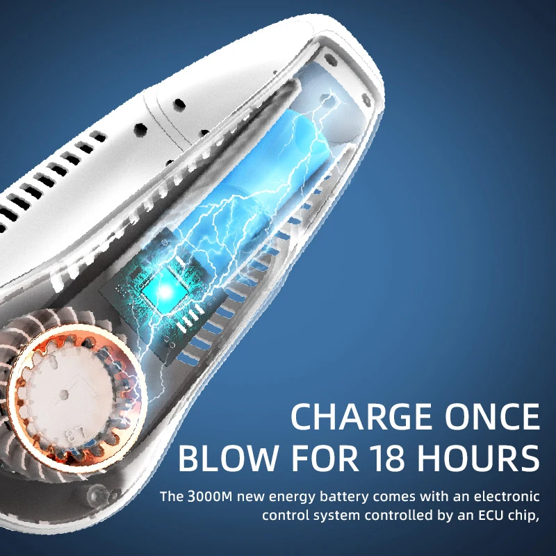 Neck Bladeless Fan Mini Ultra Long Life Portable Lazy Silent Fan Usb Charging Student Sports Office Digital Display Power 5 Gear