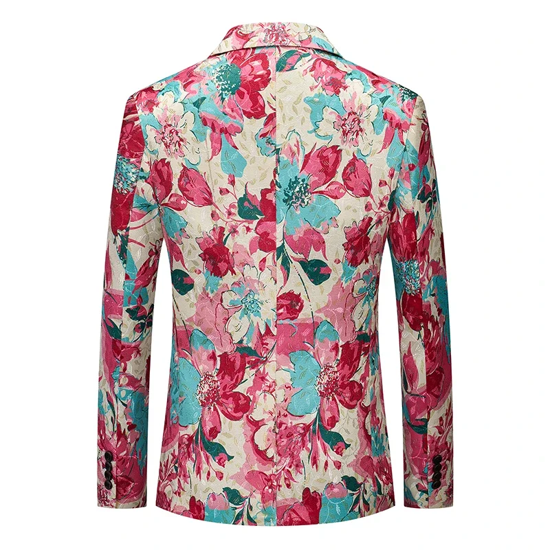 2025 جديد الرجال الأحمر الجاكار البدلة أزياء الرجال الفاخرة حزب مرحلة الزفاف اللباس معاطف سليم صالح السترة سترة #2