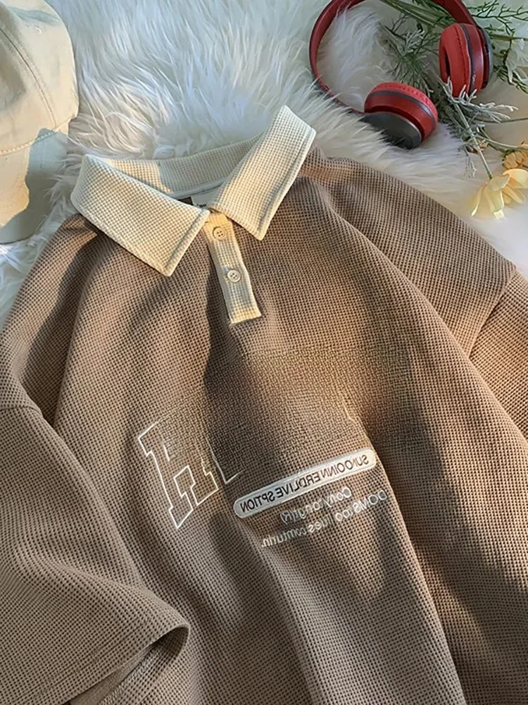 프레피 여성 반팔 탑 하라주쿠 빈티지 스타일 여성 티셔츠 편안한 면 소재 가을 패션 이너웨어 바지