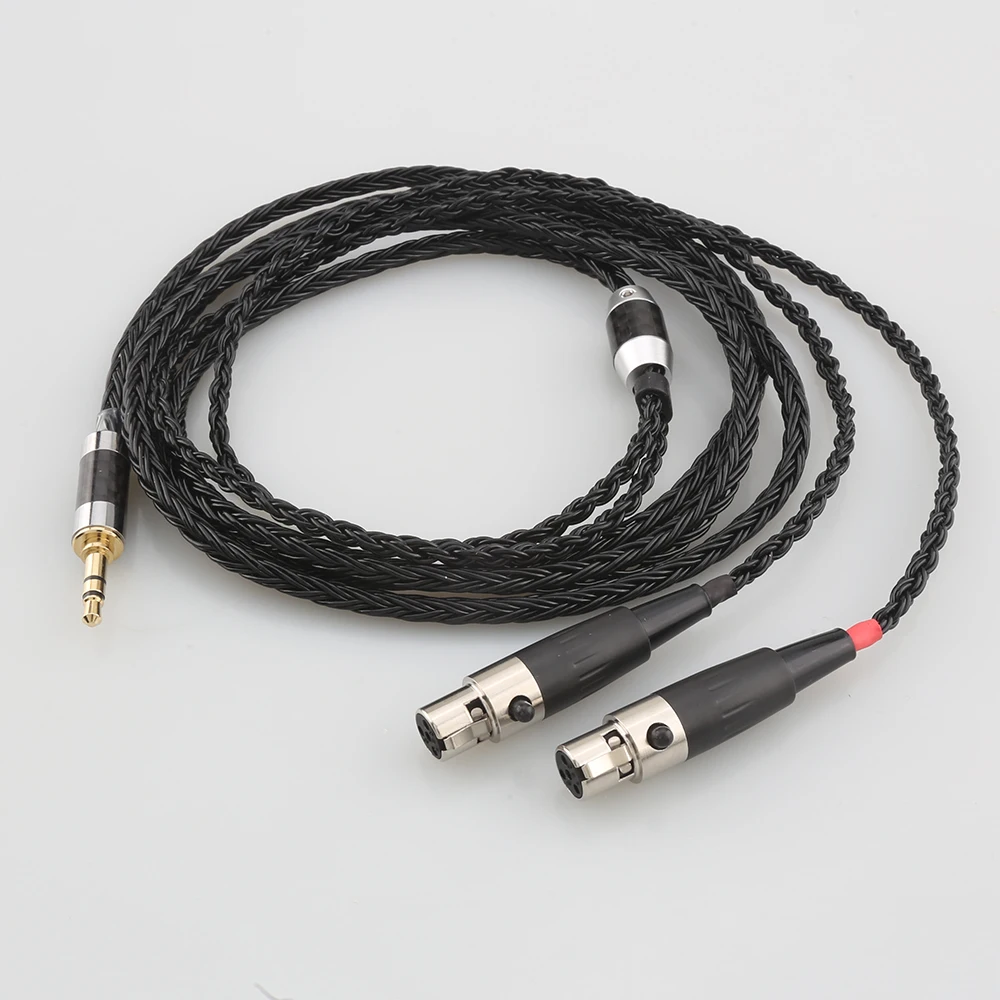 HiFi 3.5mm 4.4MM zrównoważony XLR męski 16 rdzeniowy 7N OCC czarny kabel do słuchawek dla Audeze LCD-3 LCD-2 LCD-X LCD-XC LCD-4z LCD-GX LCD-MX4