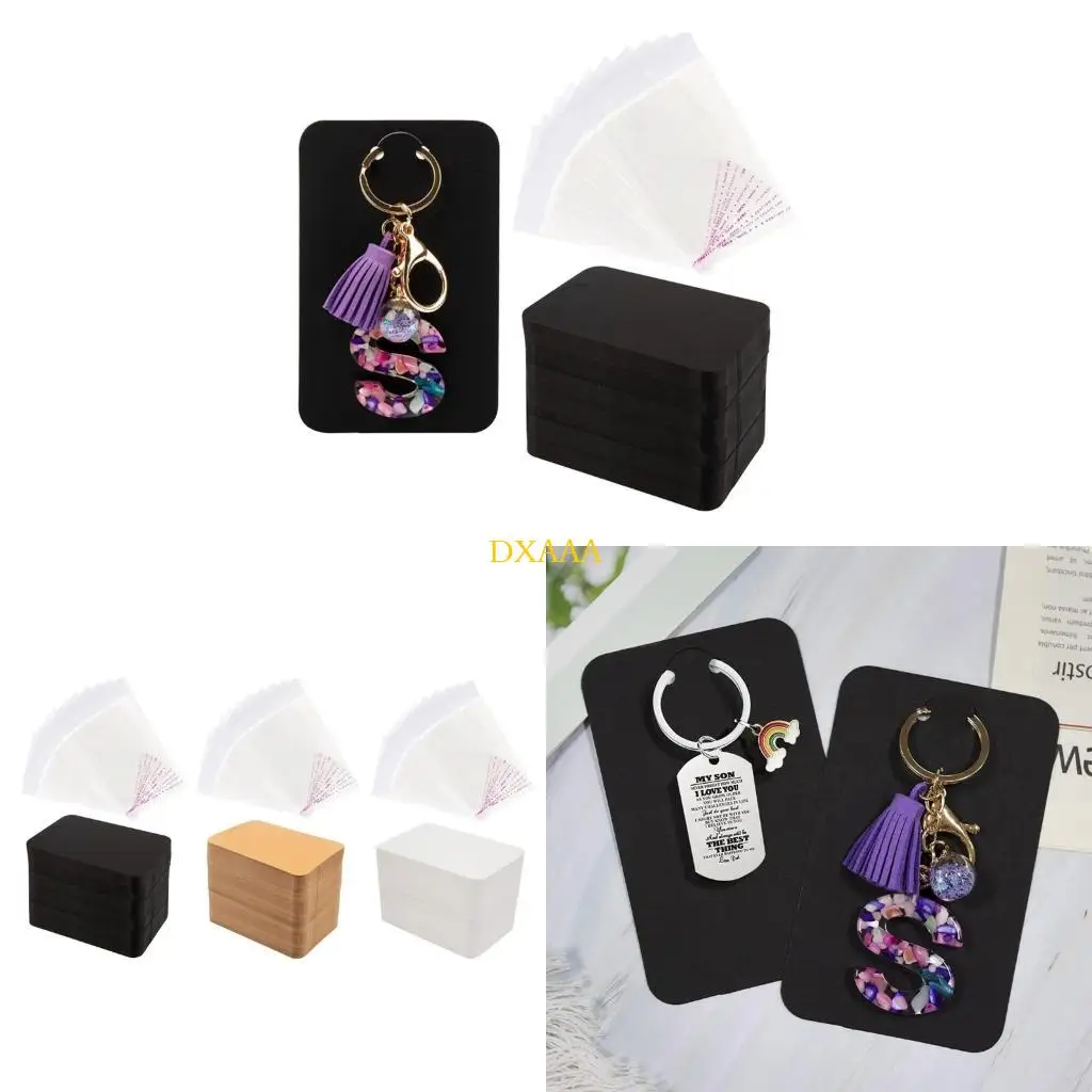 DXAA Keychain Cardboard with Sealing Bags Keychain Holder Keyring Cardstock