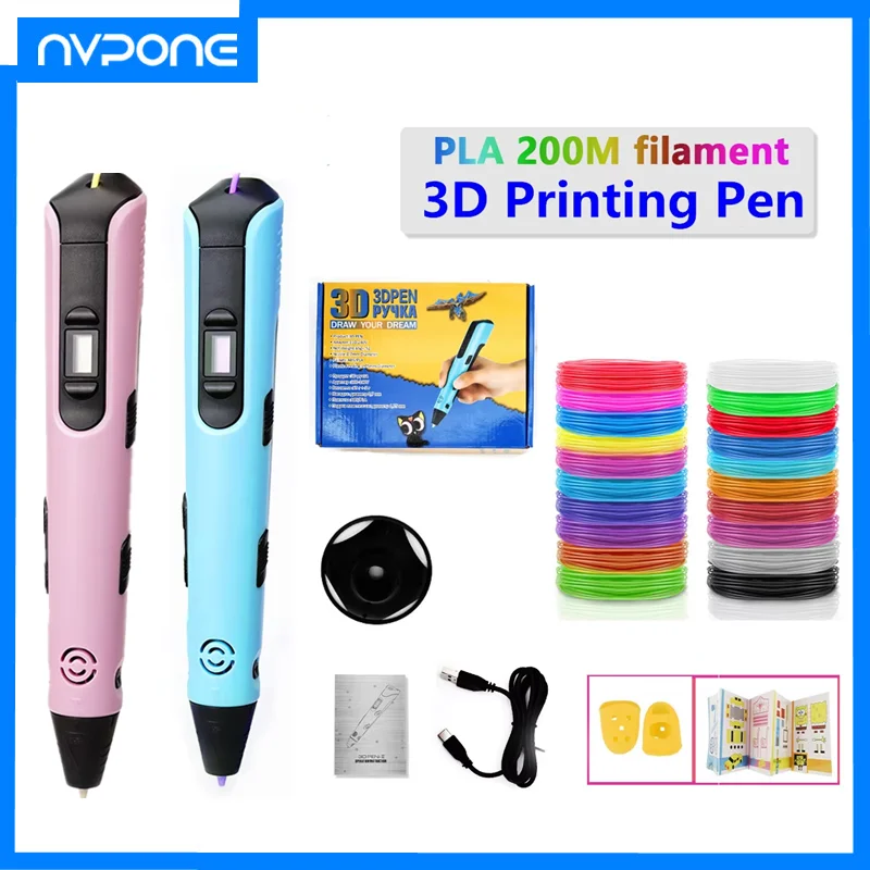 New 3D Printing Pen LCD Display Screen 1.75mm ABS/PLA 5V 2A 0.7mm Diameter Material for Kids DIY Drawing Pen Intellectual game