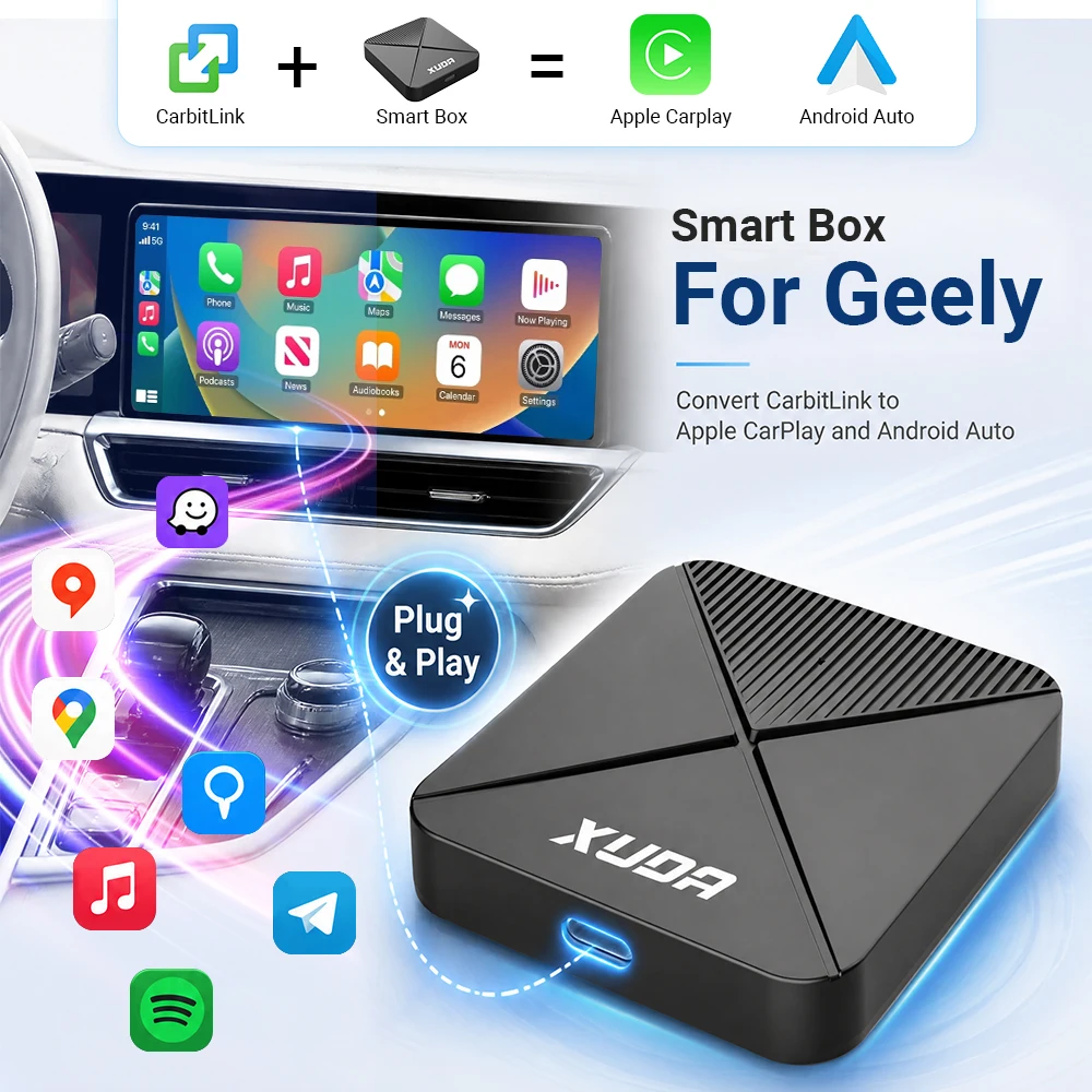 Smart box For Geely Tugella,Emgrand,Monjaro,to Google Maps,Waze,Spotify,original solution for cars for 2022–2024 Geely vehicles