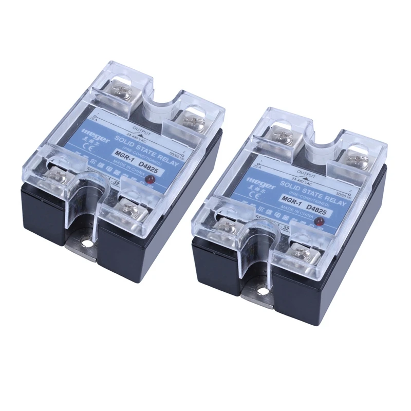 

2X MGR-1 D4825 Однофазное твердотельное реле SSR 25A DC 3-32 V AC 24-480 V