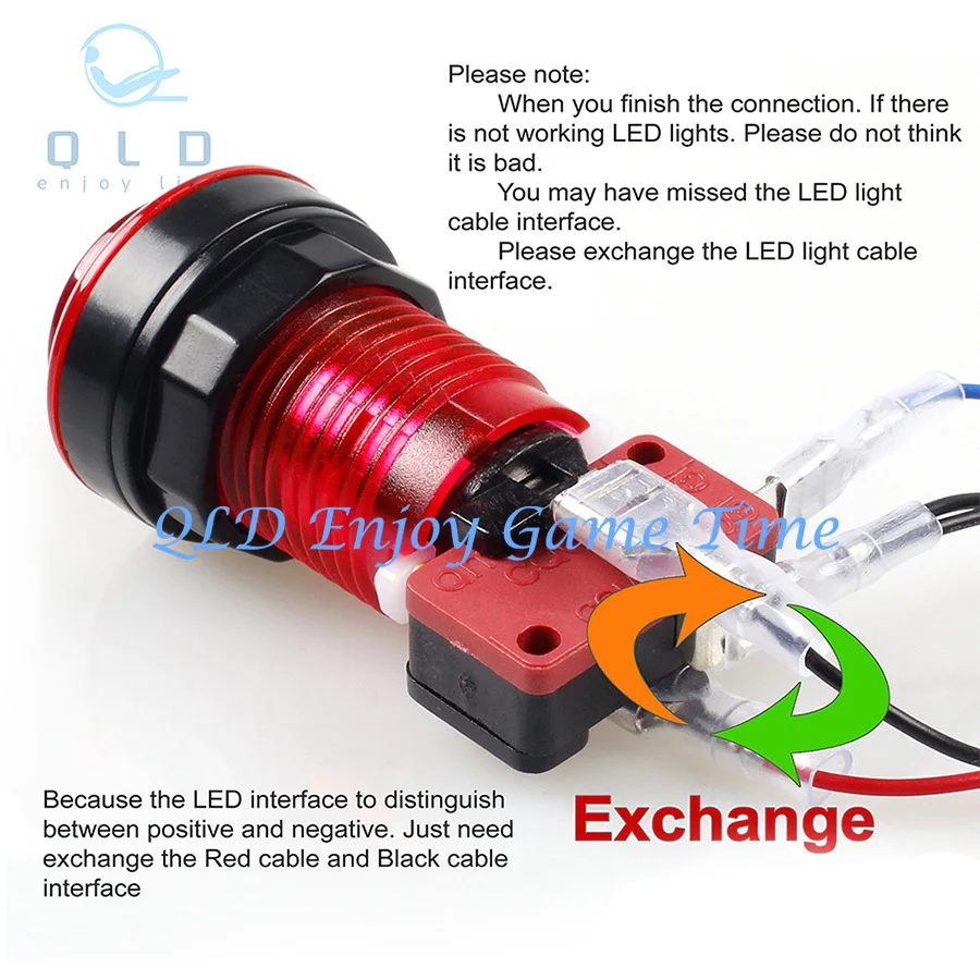 

10PCs Arcade Push Button 33mm Transparent Muilt Colour with Led Light Micro Switch Round for Arcade Machine Parts