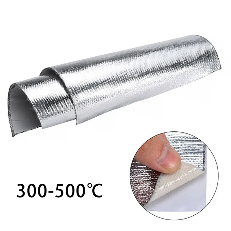 Film de Protection thermique pour voiture, tapis d'isolation thermique ignifuge, feuille d'aluminium auto-adhésive, Fiber de verre, tissu résistant aux hautes températures  34
