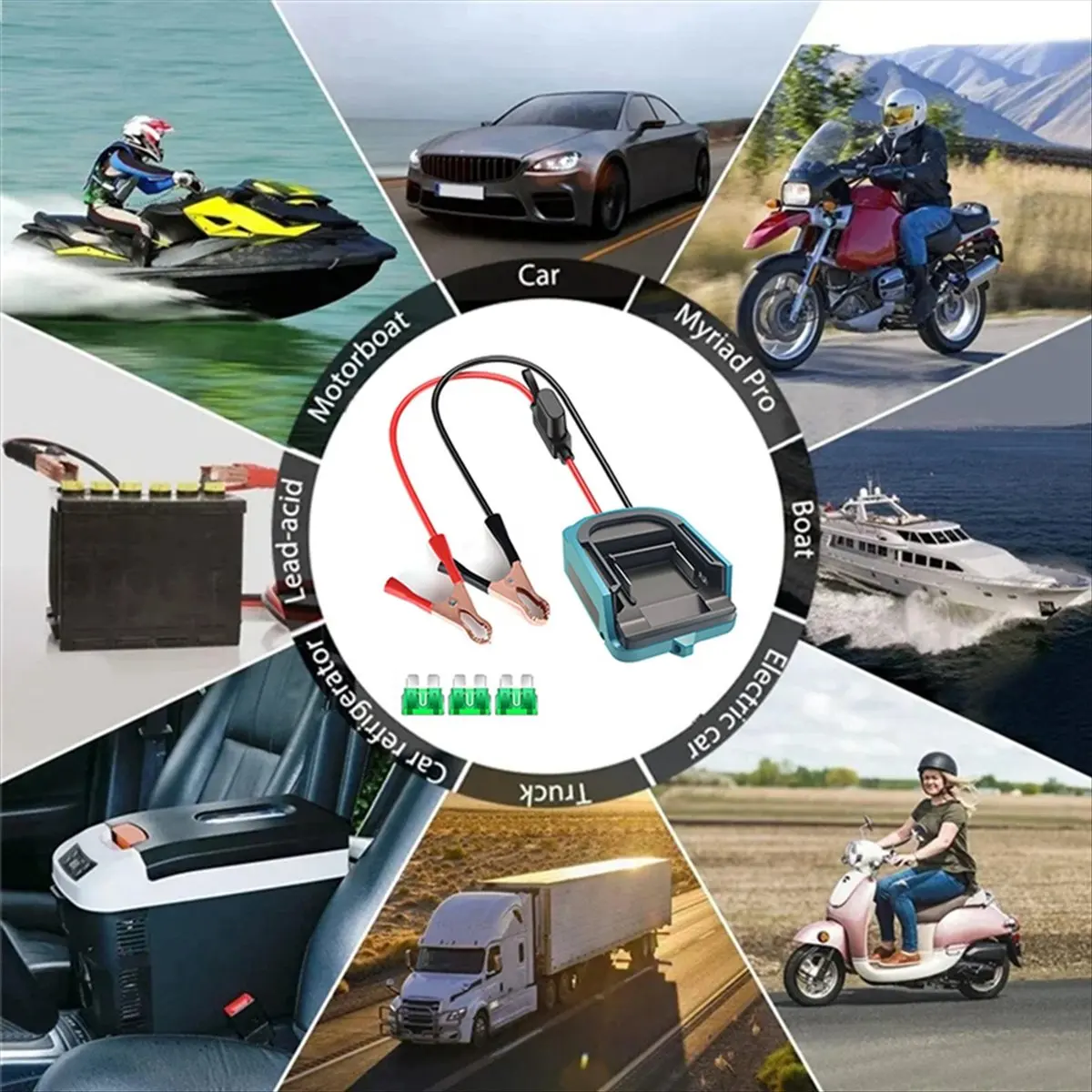 18V Li-Ion Battery Car Jump Adapter for Jumper Cables Automotive Booster Cables